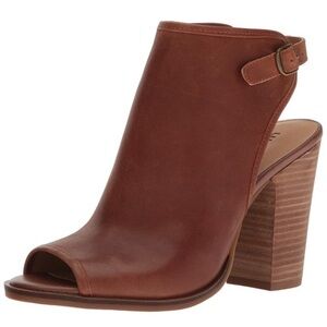 Lucky Brand LK- Lisza Brown Leather Slingback Peep Toe Ankle Booties 10